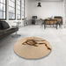 Round Patterned Light Brown Rug in a Office, pat449org