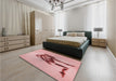 Patterned Deep Rose Pink Rug in a Bedroom, pat449rd