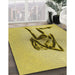 Patterned Dark Yellow Green Rug in Family Room, pat449yw