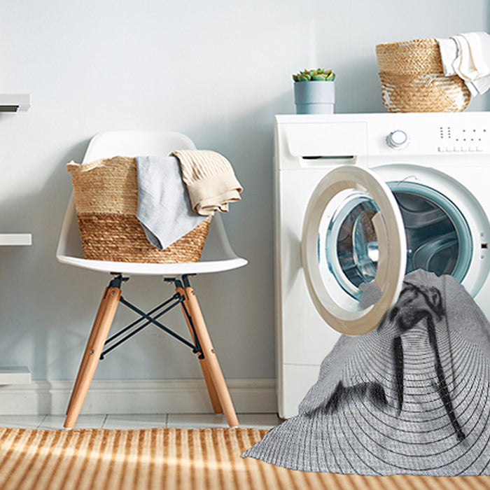 Machine Washable Transitional Grey Gray Rug in a Washing Machine, wshpat449