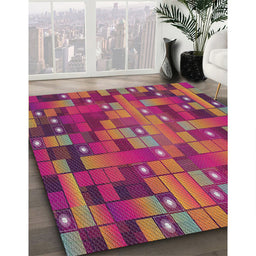 Patterned Rose Red Novelty Rug in Family Room, pat44