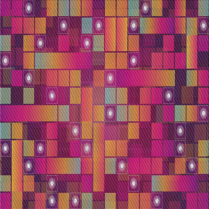 Square Patterned Rose Red Novelty Rug, pat44