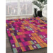Patterned Rose Red Novelty Rug in Family Room, pat44