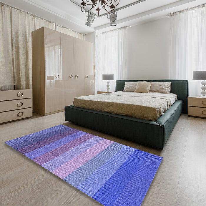 Patterned Slate Blue Rug in Family Room, pat45blu