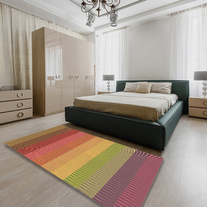 Machine Washable Transitional Red Rug in a Family Room, wshpat45brn