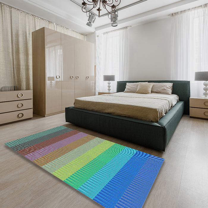 Machine Washable Transitional Mint Green Rug in a Family Room, wshpat45lblu