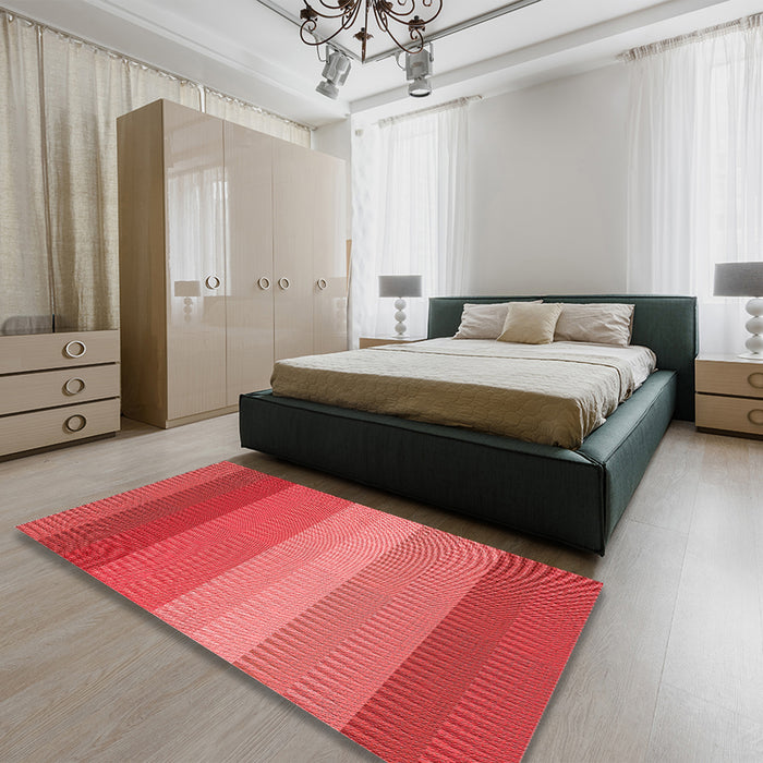 Patterned Red Rug in Family Room, pat45rd