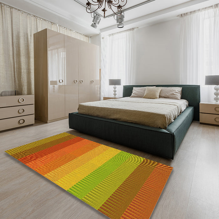 Patterned Red Rug in a Bedroom, pat45yw