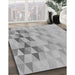 Patterned Silver Gray Rug in Family Room, pat451gry