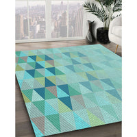 Patterned Seafoam Green Rug, pat451lblu