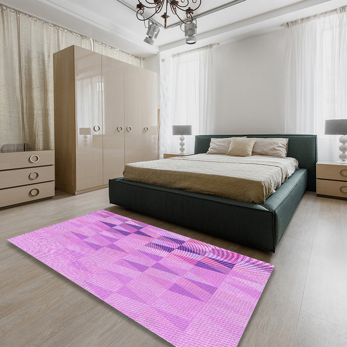 Patterned Violet Purple Rug in a Bedroom, pat451pur
