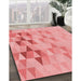 Patterned Pastel Pink Rug in Family Room, pat451rd