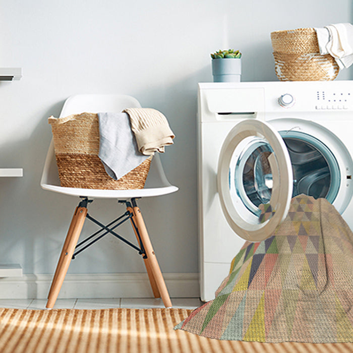 Machine Washable Transitional Brown Gold Rug in a Washing Machine, wshpat451