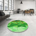 Round Patterned Dark Lime Green Rug in a Office, pat452grn