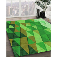 Patterned Dark Lime Green Rug, pat452grn