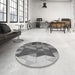 Round Patterned Dark Gray Rug in a Office, pat452gry