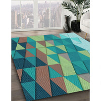 Patterned Turquoise Green Rug, pat452lblu