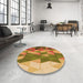 Round Patterned Mahogany Brown Rug in a Office, pat452org