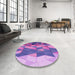 Round Patterned Dark Orchid Purple Rug in a Office, pat452pur