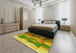 Patterned Dark Bronze Brown Rug in a Bedroom, pat452yw