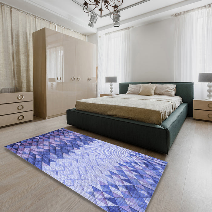 Patterned Jeans Blue Rug in a Bedroom, pat453blu