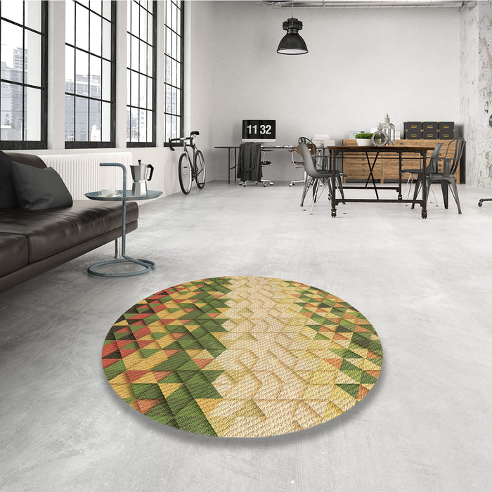 Round Patterned Oak Brown Rug in a Office, pat453brn