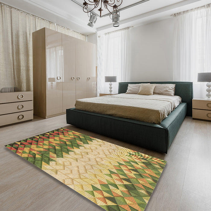 Patterned Oak Brown Rug in a Bedroom, pat453brn