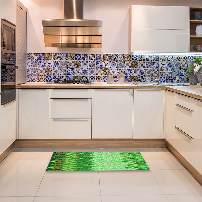 Patterned Emerald Green Rug in a Kitchen, pat453grn