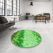 Round Patterned Emerald Green Rug in a Office, pat453grn