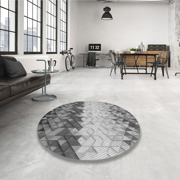 Round Patterned Cloud Gray Rug in a Office, pat453gry