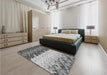 Patterned Cloud Gray Rug in a Bedroom, pat453gry