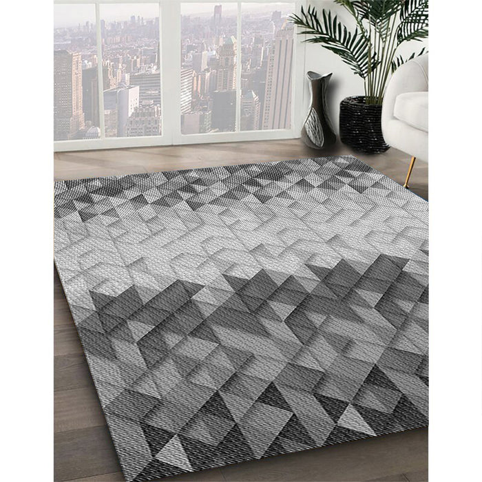 Patterned Cloud Gray Rug in Family Room, pat453gry