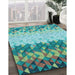 Machine Washable Transitional Turquoise Green Rug in a Family Room, wshpat453lblu