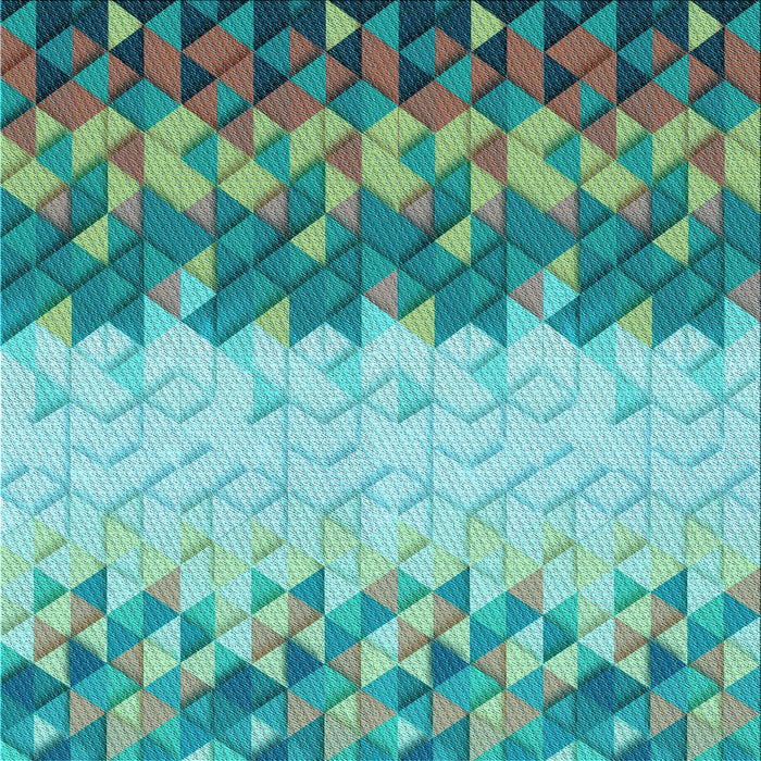 Round Patterned Turquoise Green Rug, pat453lblu