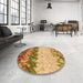 Round Patterned Orange Rug in a Office, pat453org