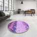 Round Patterned Dark Orchid Purple Rug in a Office, pat453pur