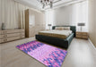 Patterned Dark Orchid Purple Rug in a Bedroom, pat453pur
