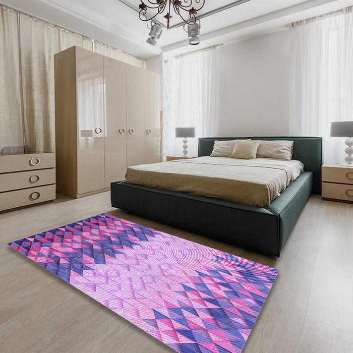 Patterned Dark Orchid Purple Rug in a Bedroom, pat453pur