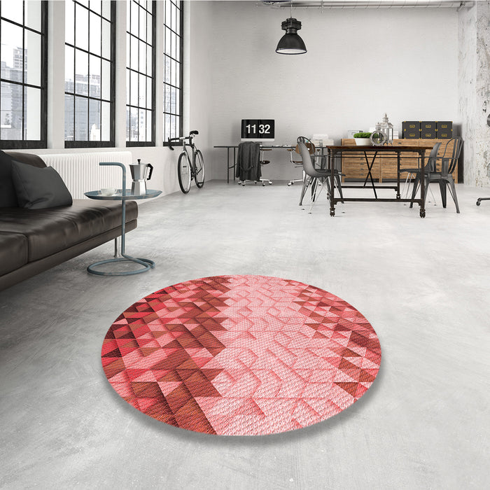 Round Patterned Light Coral Pink Rug in a Office, pat453rd