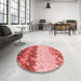Round Patterned Light Coral Pink Rug in a Office, pat453rd