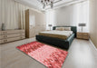 Patterned Light Coral Pink Rug in a Bedroom, pat453rd