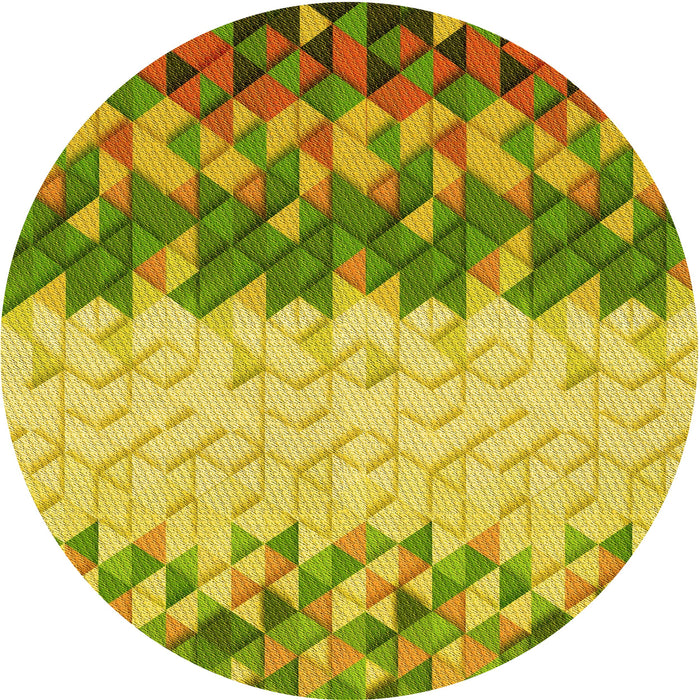 Square Patterned Dark Yellow Green Rug, pat453yw