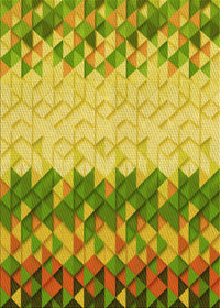 Machine Washable Transitional Dark Yellow Green Rug, wshpat453yw