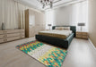 Patterned Brown Novelty Rug in a Bedroom, pat453