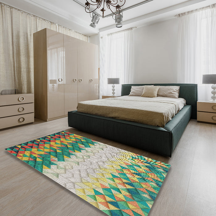Patterned Brown Novelty Rug in a Bedroom, pat453