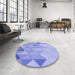 Round Patterned Light Slate Blue Rug in a Office, pat454blu