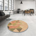 Round Patterned Yellow Orange Rug in a Office, pat454brn