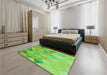 Patterned Emerald Green Rug in a Bedroom, pat454grn