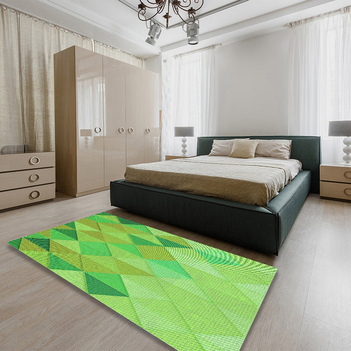 Patterned Emerald Green Rug in a Bedroom, pat454grn