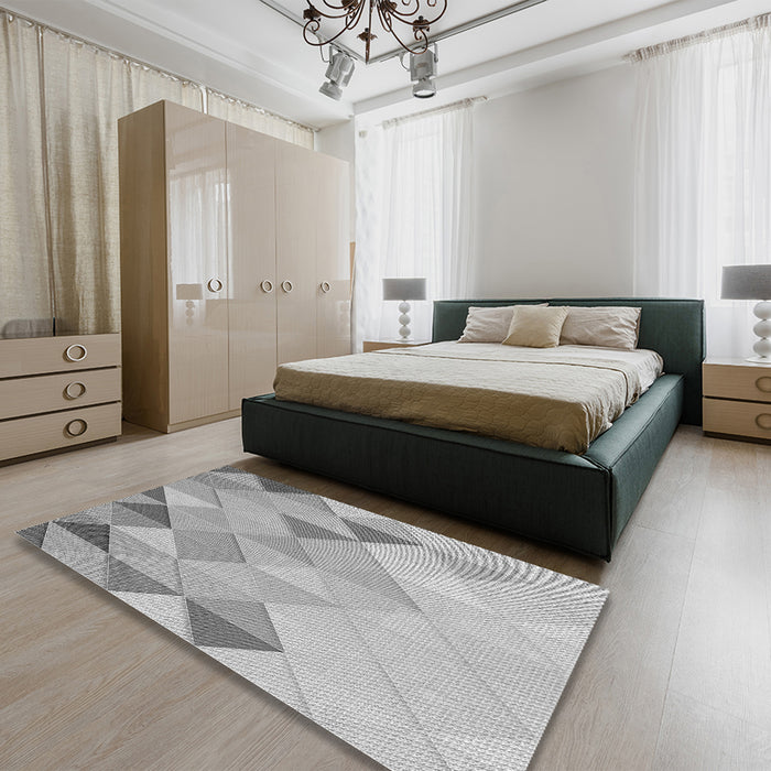 Patterned Platinum Silver Gray Rug in a Bedroom, pat454gry